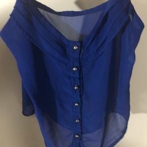 Women’s sheer see through thin blue tank top